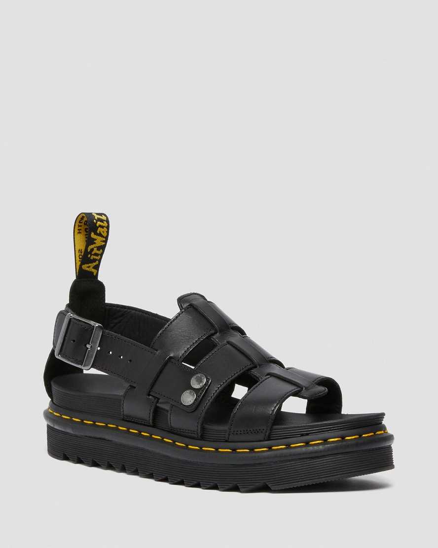 Dr. Martens Terry Nahka Strap Miesten Sandaalit - Mustat Sandaalit [798-MRIAPK]